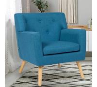 IDMarket Fauteuil scandinave LIV en tissu bleu canard