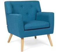 IDMarket Fauteuil scandinave LIV en tissu bleu canard