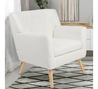 IDMarket Fauteuil scandinave LIV en tissu bouclette blanc