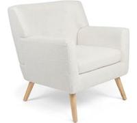 IDMarket Fauteuil scandinave LIV en tissu bouclette blanc