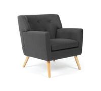 IDMarket Fauteuil scandinave Liv en tissu gris anthracite