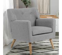 IDMARKET Fauteuil scandinave LIV en tissu gris chiné