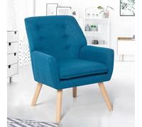 IDMARKET Fauteuil scandinave NAT en tissu bleu canard