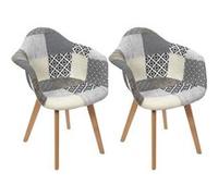 Lot de 2 Fauteuils Patchwork Gris 85x59x64cm