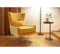 Fauteuil Scandinave rotatif en velours jaune Balmat