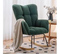 Fauteuil scandinave Velours salon rocking chair vert