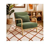 Fauteuil scandinave vintage en velours côtelé - SICAAN - Collection MARIE - Bois massif - Coussin inclus