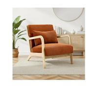 Fauteuil scandinave vintage en velours côtelé - SICAAN - Collection MARIE - Gris - Bois massif - Accoudoirs