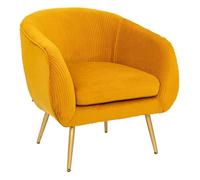 Fauteuil ""Solaro"" velours plissé jaune moutarde - Atmosphera Créateur d'intérieur