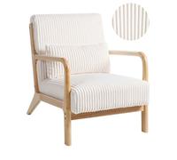 Beliani Fauteuil Vintage en Velours Côtelé Rembourré Structure en Bois Blanc Sorsele