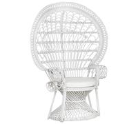Fauteuil en rotin blanc - BELIANI - EMMANUELLE - Dossier haut - Accoudoirs - Style bohème