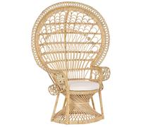 Fauteuil Style Bohème avec Coussin Assorti en Rotin Clair Emmanuelle