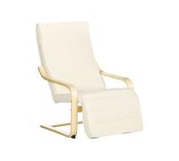 HOMCOM Fauteuil Relax Chaise de Salon avec Repose-Pied réglable déhoussable Confort et Relaxation 94 x 66,5 x 100 cm Bois Massif Crème