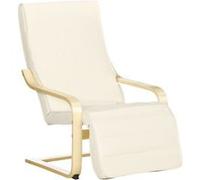 HOMCOM Fauteuil Relax Chaise de Salon avec Repose-Pied réglable déhoussable Confort et Relaxation 94 x 66,5 x 100 cm Bois Massif Crème