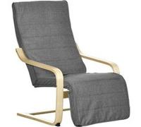 HOMCOM - Fauteuil Luxe - bois massif de bouleau - 94x66.5x100cm - Gris