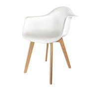 Fauteuil style Scandinave en polypropylène et bois de hêtre - Blanc
