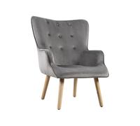 Fauteuil style scandinave velours Odense - 73 x 81 x 92.5 cm - 1 place - Gris