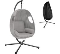 Fauteuil suspendu ANIKA avec cadre et coussin 160kg - gris clair