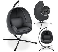 Fauteuil suspendu KESSER® Luxe avec structure + coussin d'assise moelleux, rembourrage latéral, coussins d'assise et de dossier ; panier suspendu pour l'intérieur et l'extérieur, balancelle de jardin,
