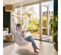 Fauteuil suspendu avec 2 coussins et crochet de plafond, fauteuil suspendu, extérieur, fauteuil suspendu stable et sûr, balançoire pour adultes et enfants, fauteuil suspendu élégant pour l'intérieur, 