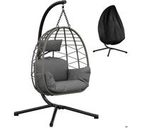 Fauteuil suspendu avec armature - Charge maximale : 150 kg - En rotin - Avec structure en métal
