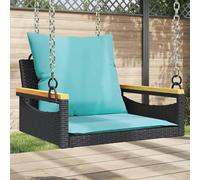 Fauteuil suspendu avec coussin, couleur noire, dimensions 63x62x40 cm. Fabriqué en polyrotin résistant aux intempéries, stable, avec dossier et rembourrage. Idéal comme siège d'extérieur pour jardin, 