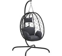 Fauteuil suspendu avec coussin en polyrotin et acier anthracite