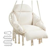 Fauteuil suspendu avec coussin épais, modèle GDC042M01V3, capacité de charge de 120 kg, couleur beige