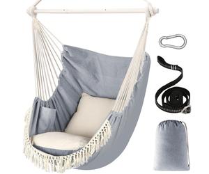 Fauteuil suspendu avec coussin et profil antidérapant, idéal pour une utilisation intérieure et extérieure