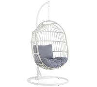 Fauteuil Suspendu avec Coussin et Support Blanc ø 102 cm en Polyrotin Très Cozy pour Maison Style Boho Beliani