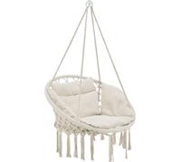 Fauteuil suspendu avec coussin Siège suspendu Indoor Outdoor Chaise suspendue jusqu'à 150 kg Crème