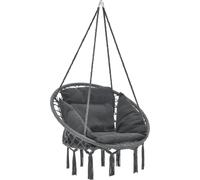 Fauteuil suspendu avec coussin Siège suspendu Indoor Outdoor Chaise suspendue jusqu'à 150 kg Gris foncé