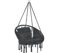 Fauteuil suspendu avec coussin Siège suspendu Indoor Outdoor Chaise suspendue jusqu'à 150 kg Noir