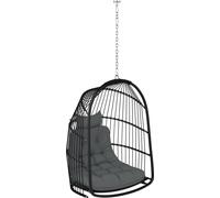 Fauteuil suspendu avec coussins – Panier suspendu en polyrotin, pliable, charge maximale de 150 kg, pour le salon, le balcon et la terrasse, gris foncé