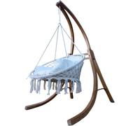 Fauteuil suspendu avec structure en bois de larcin catalina, complet avec différents revêtements en tissu, modèle : Catalina