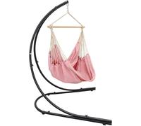 Fauteuil suspendu avec structure – Hamac de 185x130 cm avec support métallique de 210 cm pour l'extérieur – Grand fauteuil suspendu pour adultes, idéal pour l'intérieur et l'extérieur – Structure méta