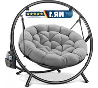 Fauteuil suspendu avec structure - Hamac suspendu en forme de panier - Pour se détendre en extérieur - Rembourrage extra épais - Capacité de charge de 150 kg - Gris