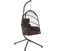 Fauteuil suspendu avec structure | Marron | Hamac d'intérieur et d'extérieur | Inclut un coussin et un matelas. | Fauteuil suspendu pour balcon, hamac d'extérieur, chaise berçante, panier suspendu