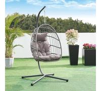 Fauteuil suspendu avec structure, modèle Edeng. Fauteuil de jardin suspendu avec coussin, idéal pour balcon ou intérieur, pour 1 personne. Hamac suspendu, capacité maximale : 100 kg. Fauteuil suspendu