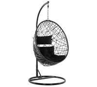 Fauteuil Suspendu Avec Support en Rotin Noir avec Coussin pour Usage à l'Intérieur et Extérieur au Design Bohème Très Tendance Beliani