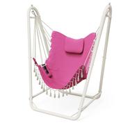 Fauteuil suspendu avec support, fauteuil à bascule robuste, pour intérieur et extérieur, capacité maximale de 159 kg, couleur rose pâle