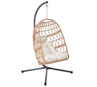 Fauteuil Suspendu Bohème en Rotin Synthétique Structure en Métal avec Coussin Mo