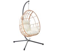 Fauteuil Suspendu Bohème en Rotin Synthétique Structure en Métal avec Coussin Mo