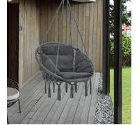 Fauteuil suspendu avec coussin Siège suspendu Indoor Outdoor Chaise suspendue jusqu'à 150 kg Gris foncé