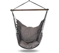 Fauteuil suspendu, chaise suspendue, siège suspendu avec 2 housses de coussin (XXL, supporte jusqu'à 140 kg, couleur unie gris)