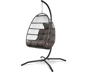 Fauteuil suspendu Cocoon en fer forgé gris, pour l'intérieur et l'extérieur, terrasse, chambre d'enfant, lecture, capacité de charge de 150 kg