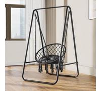 Fauteuil suspendu Cocoon gris avec support standard 85 x 92 x 153 cm - Fauteuil suspendu avec coussin - Support en acier robuste - Capacité de charge de 100 kg - Salon, chambre, cour, extérieur, jardi