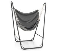 Fauteuil suspendu COSTWAY avec support, balancelle en coton-polyester avec poche latérale, chaise suspendue jusqu'à 120 kg, siège suspendu pour l'extérieur et l'intérieur