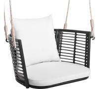 Fauteuil suspendu COSTWAY jusqu'à 180kg, chaise à bascule Siège suspendu avec coussins d'assise et de dossier et cordes de suspension, chaise suspendue blanche