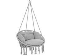 DETEX® Fauteuil suspendu avec coussins gris hamac extérieur chaise suspendue balancelle relax jardin capacité 150 kg fauteuil de lecture